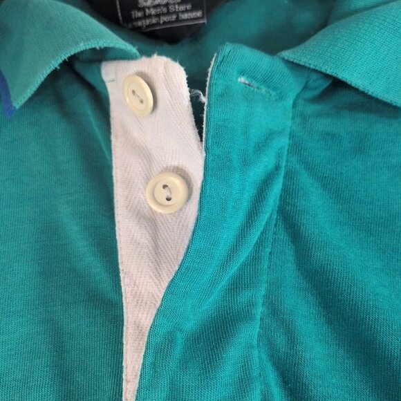 Sears Vintage 90s Green Blue Purple Striped Collared Long Sleeve Button M Medium - Picture 12 of 15